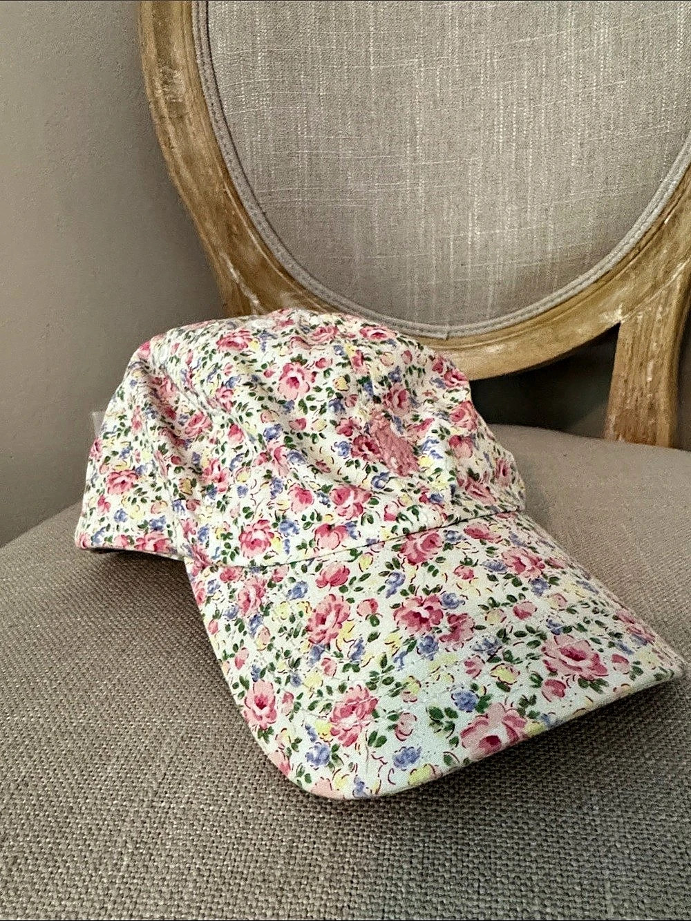 Polo Ralph Lauren Floral Cotton Girl’s Chino Baseball Cap White & Pink